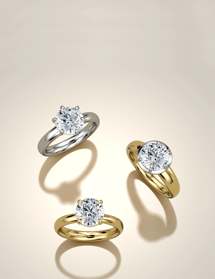 Gold rings with diamonds