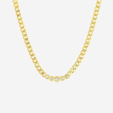 Curb Chain Necklace with Graduating Bezel Set Diamonds